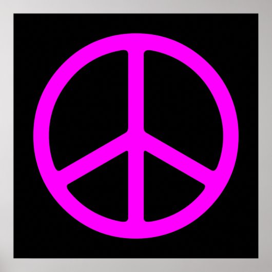 Roze op Zwart Skinny Peace Symbool Art Print (Voorkant)