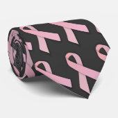 Roze op zwarte borstkanker Stropdas (Opgerold)