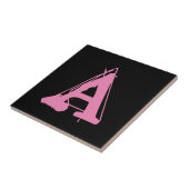 Roze op zwarte Tegels Tegeltje (Zijkant)