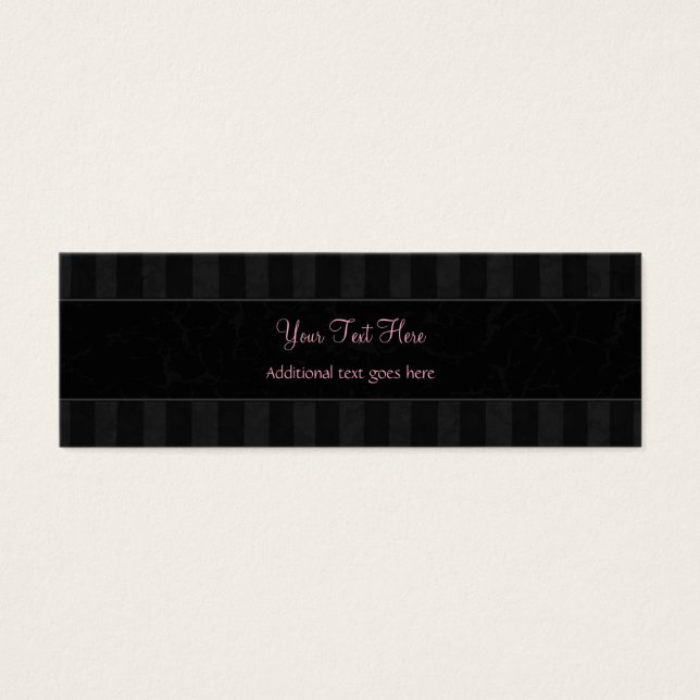 Roze op zwarte vleugelspoelen, strips met monogram mini visitekaartjes (Voorkant)