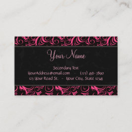 Roze op zwarte vleugelspoelen, strips met monogram visitekaartje