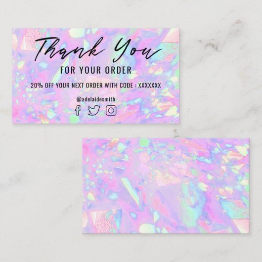 roze opaal achtergrond dank u visitekaartje (Voorkant / Achterkant)