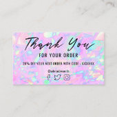 roze opaal achtergrond dank u visitekaartje (Voorkant)