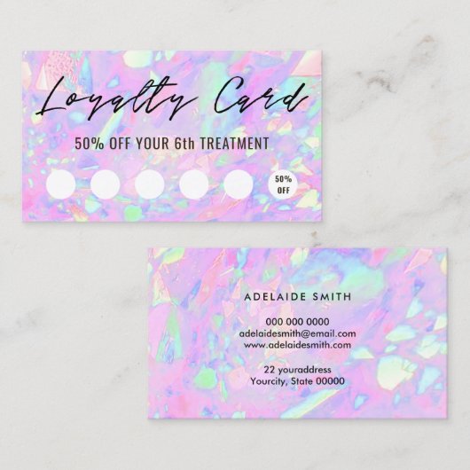 roze opaal geïnspireerde textuur loyalty card visitekaartje (Voorkant / Achterkant)