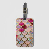 Roze Opaal Iridescent Mermaid Scales Bagagelabel (Voorkant (verticaal))