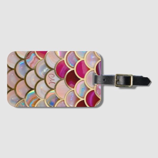 Roze Opaal Iridescent Mermaid Scales Bagagelabel (Voorkant (horizontaal))