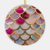 Roze Opaal Iridescent Mermaid Scales Keramisch Ornament (Voorkant)
