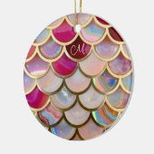 Roze Opaal Iridescent Mermaid Scales Keramisch Ornament (Links)