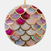 Roze Opaal Iridescent Mermaid Scales Keramisch Ornament (Achterkant)