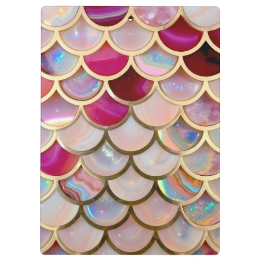 Roze Opaal Iridescent Mermaid Scales Klembord (Achterkant)