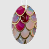 Roze Opaal Iridescent Mermaid Scales Ornament (voorkant)