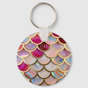 Roze Opaal Iridescent Mermaid Scales Sleutelhanger