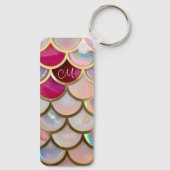 Roze Opaal Iridescent Mermaid Scales Sleutelhanger (Achterkant)
