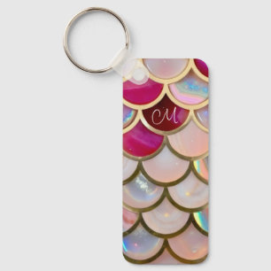 Roze Opaal Iridescent Mermaid Scales Sleutelhanger