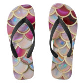 Roze Opaal Iridescent Mermaid Scales Teenslippers (Voetbed)