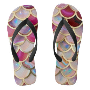 Roze Opaal Iridescent Mermaid Scales Teenslippers
