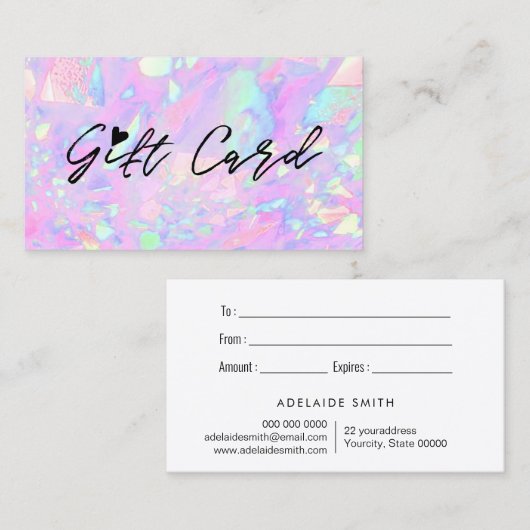 Roze Opal geïnspireerde cadeaukaart Visitekaartje (Voorkant / Achterkant)