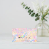 roze opal glitter visitekaartje (Staand voorkant)