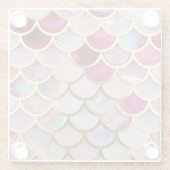 Roze Opal Iridiserende Zeemeermin Schubben Glazen Onderzetter (Achterkant)