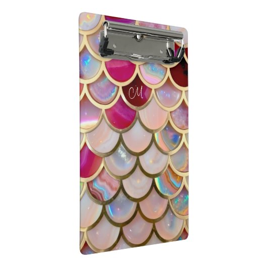 Roze Opal Iridiserende Zeemeermin Schubben Mini Klembord (Schuin)