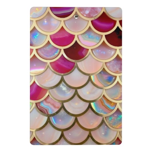 Roze Opal Iridiserende Zeemeermin Schubben Mini Klembord (Achterkant)
