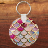 Roze Opal Iridiserende Zeemeermin Schubben Sleutelhanger (Voorkant)