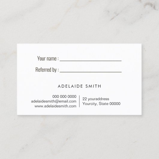 Roze Opal Referral visitekaartje (Achterkant)