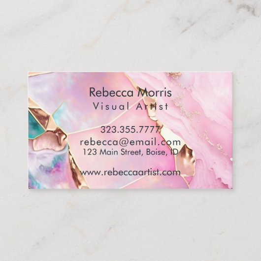 Roze Opal Stone Visitekaartje (Achterkant)