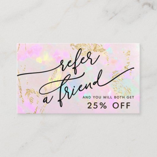 Roze Opal Texture Referral Card Visitekaartje (Voorkant)