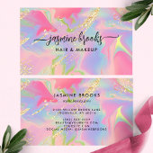 Roze Opal Waterverf Gouden Glitter Visitekaartje