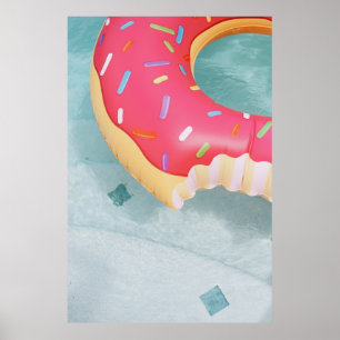 Roze opblaasbare donut floater poster