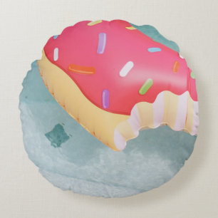Roze opblaasbare donut floater rond kussen