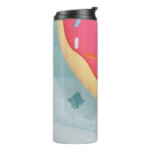 Roze opblaasbare donut floater thermosbeker (Gedraaid links)