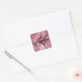 Roze open Roos Vierkante Sticker (Envelop)
