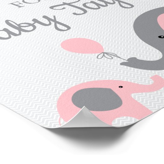 Roze openbaring Baby shower Poster (Hoek)