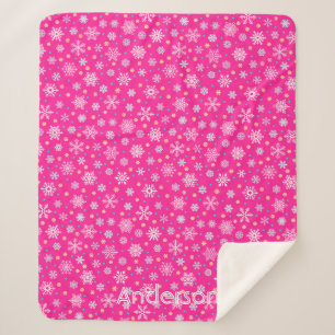 Roze opgerolde sneeuwvlokken Moderne grafische aan Sherpa Deken