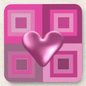 Roze opgezwollen hartontwerp drankjes onderzetter (Voorkant)