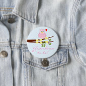 Roze oplichterij ronde button 7,6 cm (In situ)