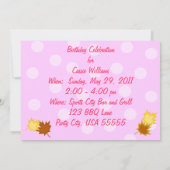 Roze oppas voor Birthday Party Invitation Kaart (Achterkant)