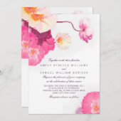 Roze oppies Waterverf Weddenschap Kaart (Voorkant / Achterkant)