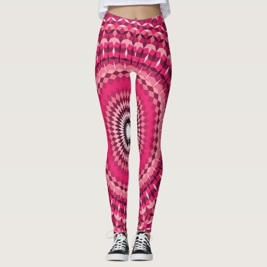 Roze optische illusie oog leggings (Voorkant)