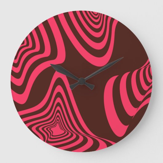 Roze, optische, trendy, koele abstracte grote klok (Voorkant)