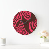 Roze, optische, trendy, koele abstracte grote klok (Huis)