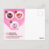 Roze Opvallend Donut Bakkerij Winkel Zoete Treats Briefkaart (Achterkant)