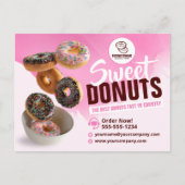 Roze Opvallend Donut Bakkerij Winkel Zoete Treats Briefkaart (Voorkant)
