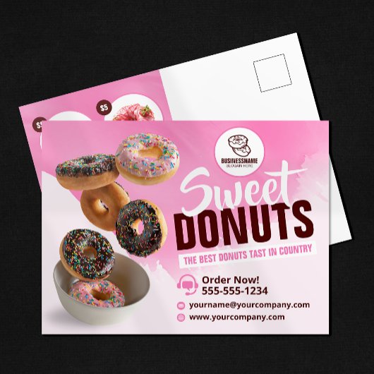 Roze Opvallend Donut Bakkerij Winkel Zoete Treats Briefkaart