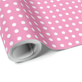 Roze opvulpapier met kleine pooldots cadeaupapier (Rol Hoek)