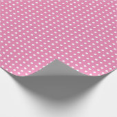 Roze opvulpapier met kleine pooldots cadeaupapier (Hoek)