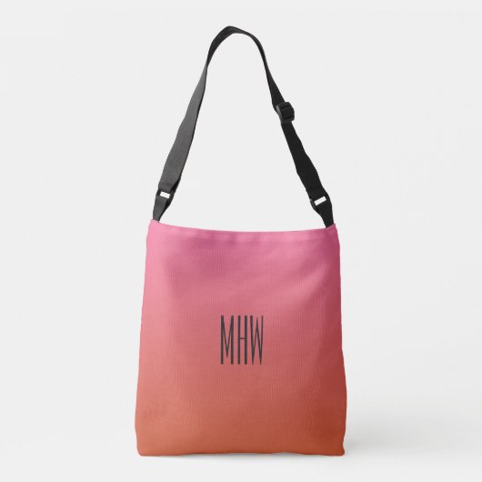 Roze Oranje aangepaste monogram gradiënt-zakken Crossbody Tas (Achterkant)
