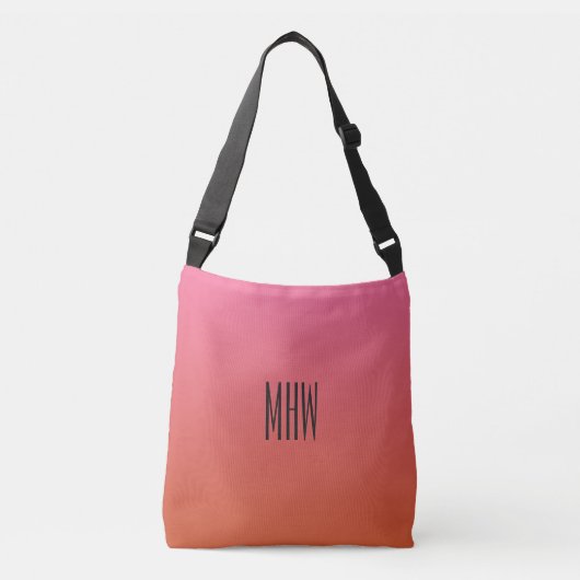 Roze Oranje aangepaste monogram gradiënt-zakken Crossbody Tas (Voorkant)